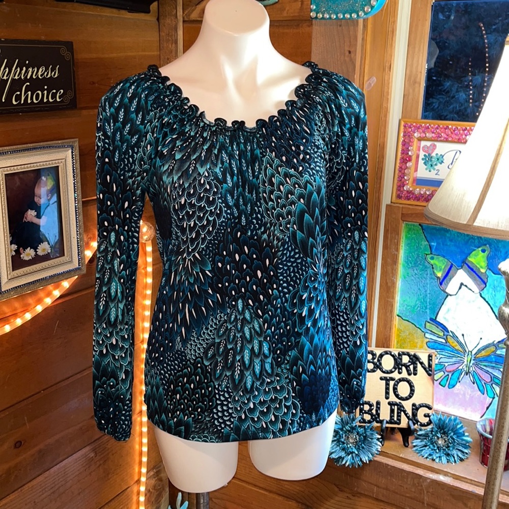 Long sleeve silky top shirt size S